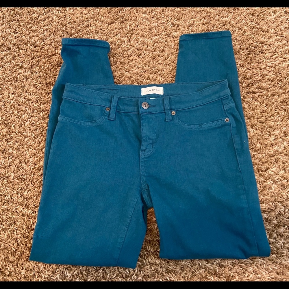 Lila Ryan Diver teal skinny jeans pants size 28